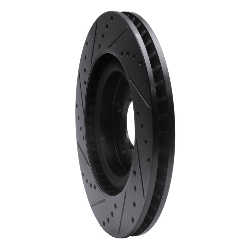 Ford Mustang Brake Rotor (1) - Front Right - R1 Concepts - Drilled & Slotted - Black - `11-`14